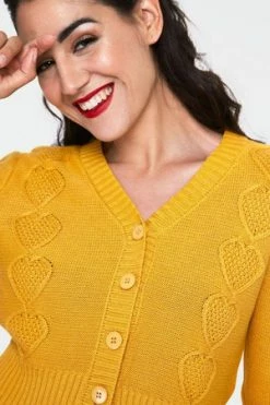 Voodoo Vixen Jazmine 1940s Heart Knit Cardigan 28 Voodoo Vixen Jazmine 1940s Heart Knit Cardigan -Clorhing Shop jazmine 1940s mustard heart knit cardigan caa 3507 02.1020 300x