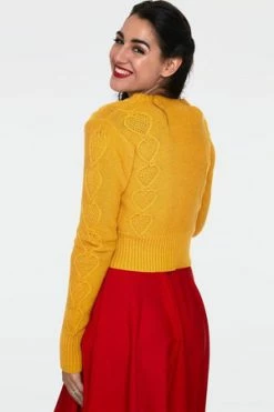 Voodoo Vixen Jazmine 1940s Heart Knit Cardigan 26 Voodoo Vixen Jazmine 1940s Heart Knit Cardigan -Clorhing Shop jazmine 1940s mustard heart knit cardigan caa 3507 05.1020 300x