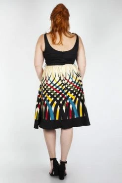 Voodoo Vixen Jean Border Print Flared Dress -Clorhing Shop jean border print flared dress voodoo vixen 12 300x