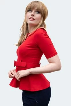 Voodoo Vixen Knitted Belt Top With Peter Pan Collar -Clorhing Shop knitted belt top with peter pan collar tpa 2550 03.1652 300x