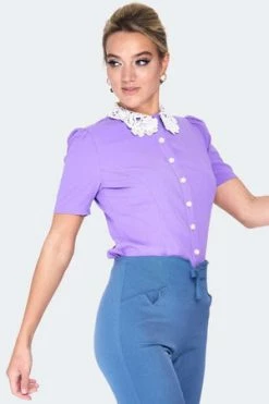 Voodoo Vixen Lace Collar SS Blouse -Clorhing Shop lace collar ss blouse tpa 2541 02.1387 300x