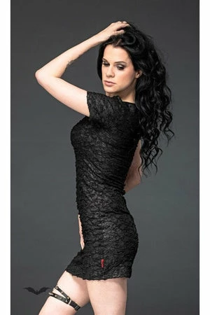 QUEEN OF DARKNESS Leather-Look Mini Dress Ripped-Off Look 2 QUEEN OF DARKNESS Leather-Look Mini Dress Ripped-Off Look - Image 2