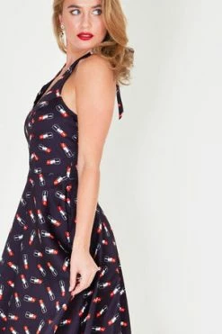 Voodoo Vixen Libby Lipstick Print Flared Dress -Clorhing Shop libby lipstick print flared dress voodoo vixen 4 300x