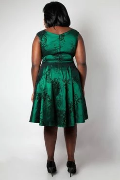 Voodoo Vixen Lily Green Taffeta Flared Dress -Clorhing Shop lily green taffeta flared dress voodoo vixen 6 300x