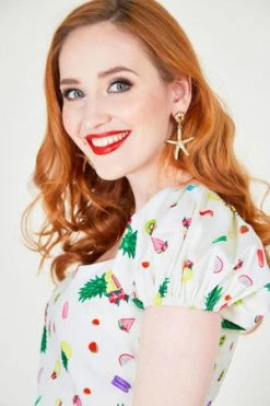 Voodoo Vixen Lola Fruit Print Flared Tea Dress -Clorhing Shop lola fruit print flared tea dress dra 8669 03.448 300x