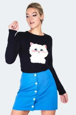 Voodoo Vixen Long Sleeve Kitty Sweater -Clorhing Shop long sleeve kitty sweater swa 6797 02.1457 300x
