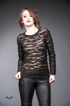 QUEEN OF DARKNESS Longsleeve Top With See-Through Parts -Clorhing Shop longsleeve top with see through parts queen of darkness 3 300x