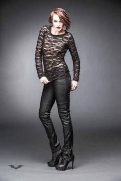 QUEEN OF DARKNESS Longsleeve Top With See-Through Parts -Clorhing Shop longsleeve top with see through parts queen of darkness 4 300x