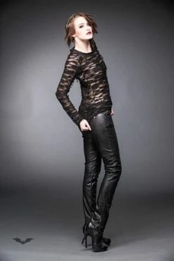QUEEN OF DARKNESS Longsleeve Top With See-Through Parts -Clorhing Shop longsleeve top with see through parts queen of darkness 5 300x
