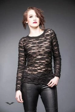 QUEEN OF DARKNESS Longsleeve Top With See-Through Parts