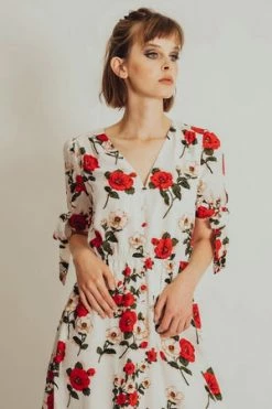 Voodoo Vixen Lorelei Floral Calf Length Dress -Clorhing Shop lorelei floral calf length dress voodoo vixen 5 300x