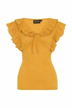 Voodoo Vixen Louis Yellow Rockabilly Top -Clorhing Shop louis yellow rockabilly top voodoo vixen 4 300x