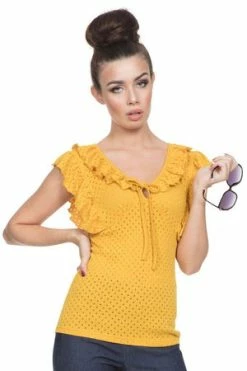 Voodoo Vixen Louis Yellow Rockabilly Top