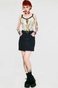 JAWBREAKER Love Is Simple Black Denim Skirt -Clorhing Shop love is simple black denim skirt jawbreaker 3 300x