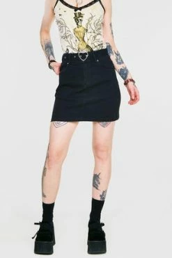 JAWBREAKER Love Is Simple Black Denim Skirt -Clorhing Shop love is simple black denim skirt jawbreaker 4 300x
