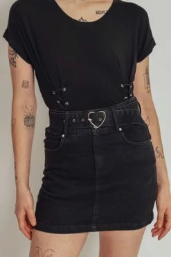 JAWBREAKER Love Is Simple Black Denim Skirt -Clorhing Shop love is simple black denim skirt jawbreaker 6 300x