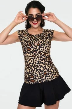 Voodoo Vixen Maddie Leopard Print Keyhole Top -Clorhing Shop maddie leopard print keyhole top tpa 2456 04.1064 300x