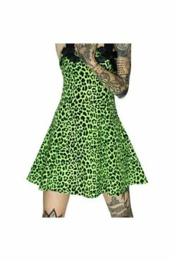 Dr Faust Magical Green Leopard Mini Dress - Sadie -Clorhing Shop magical green leopard mini dress sadie dr faust 3 300x