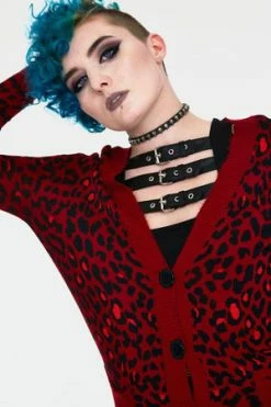 JAWBREAKER Maneater Leopard Print Oversized Cardigan -Clorhing Shop maneater red leopard print oversized cardigan caa 3550 04.963 300x