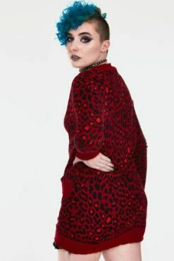 JAWBREAKER Maneater Leopard Print Oversized Cardigan -Clorhing Shop maneater red leopard print oversized cardigan caa 3550 05.963 300x