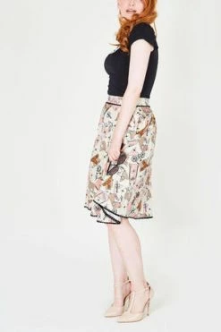Voodoo Vixen Marienne Parisian Print Skirt -Clorhing Shop marienne parisian print skirt voodoo vixen 3 300x