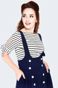 Voodoo Vixen Nautical Cross Strap Flare Skirt -Clorhing Shop nautical cross strap flare skirt ska 3755 04.1409 300x
