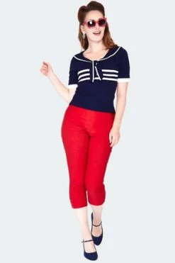 Voodoo Vixen Nautical Tri-Stripe Front Bow Top -Clorhing Shop nautical tri stripe front bow top swa 6790 03.1413 300x