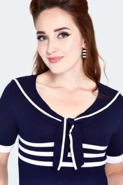 Voodoo Vixen Nautical Tri-Stripe Front Bow Top -Clorhing Shop nautical tri stripe front bow top swa 6790 04.1413 300x