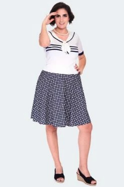 Voodoo Vixen Nautical Tri-Stripe Front Bow Top -Clorhing Shop nautical tri stripe front bow top swa 6791 04.1414 300x
