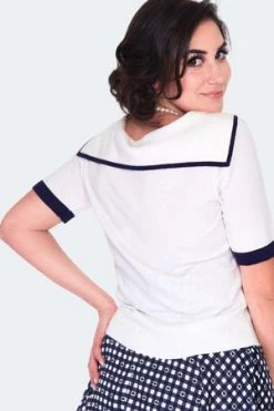 Voodoo Vixen Nautical Tri-Stripe Front Bow Top -Clorhing Shop nautical tri stripe front bow top swa 6791 05.1414 300x