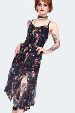 JAWBREAKER Night Garden Print Midi Dress
