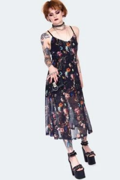 JAWBREAKER Night Garden Print Midi Dress -Clorhing Shop night garden print midi curve dress with front open dra 9562 pl 03.1443 300x