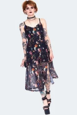 JAWBREAKER Night Garden Print Midi Dress -Clorhing Shop night garden print midi curve dress with front open dra 9562 pl 04.1443 300x