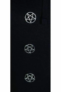 Clorhing Shop -Clorhing Shop occult silver pentagram buttons womens black hoodie georgia dr faust 2 300x