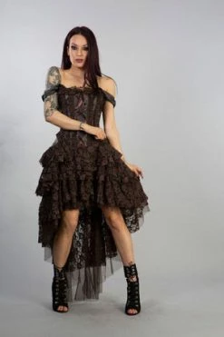 Burleska Ophelie Burlesque Corset Dress In Coffee Brown Matte -Clorhing Shop ophelie burlesque corset dress in coffee brown matte burleska 3 300x