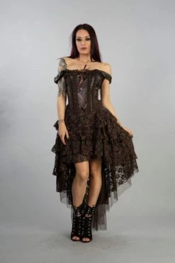 Burleska Ophelie Burlesque Corset Dress In Coffee Brown Matte
