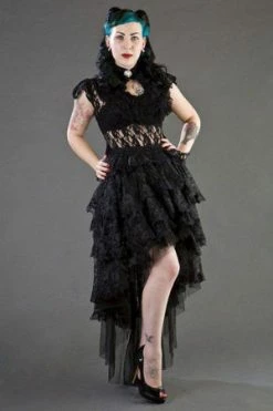 Burleska Ophelie Long Gothic Skirt In Black Lace