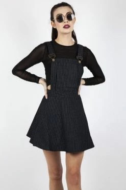 JAWBREAKER Over It All Pinstripe Overall Dress -Clorhing Shop over it all pinstripe overall dress jawbreaker 4 300x