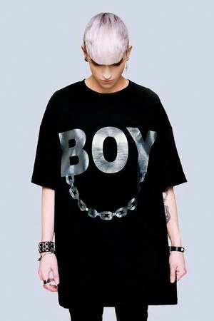 Long Clothing Oversize Boy Chain T-Shirt - Unisex 4 Long Clothing Oversize Boy Chain T-Shirt - Unisex - Image 4