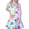 Dr Faust Pastel Flowers White Mini Dress - Armelle