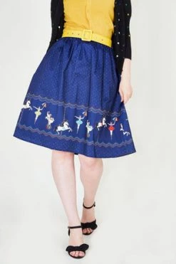 Voodoo Vixen Patricia Print Skirt With A Circus-themed Border