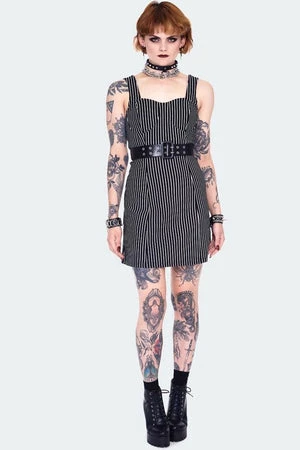 JAWBREAKER Pinstripe Bodycre Dress With Waist Belt 3 JAWBREAKER Pinstripe Bodycre Dress With Waist Belt - Image 3