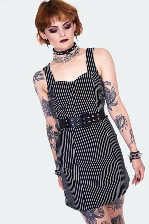 JAWBREAKER Pinstripe Bodycre Dress With Waist Belt 1 JAWBREAKER Pinstripe Bodycre Dress With Waist Belt