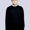 Long Clothing Plain Black Pocket Sweater - Unisex