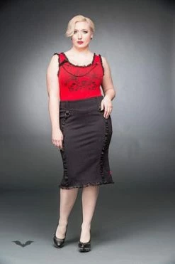 QUEEN OF DARKNESS Plus Size Knee-Length Skirt With Ruching & Lacing