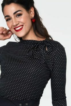 Voodoo Vixen Posie Polka Dot Neck Tie -Clorhing Shop posie black polka dot neck tie tpa 2250 03.947 300x