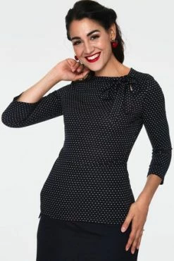 Voodoo Vixen Posie Polka Dot Neck Tie -Clorhing Shop posie black polka dot neck tie tpa 2250 04.947 300x