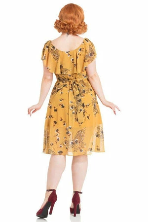 Voodoo Vixen Posy Yellow Butterfly Dress 2 Voodoo Vixen Posy Yellow Butterfly Dress - Image 2