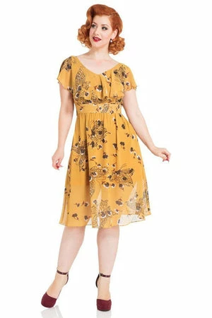 Voodoo Vixen Posy Yellow Butterfly Dress 3 Voodoo Vixen Posy Yellow Butterfly Dress - Image 3
