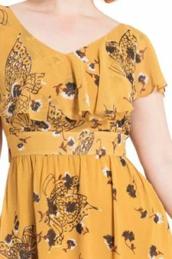 Voodoo Vixen Posy Yellow Butterfly Dress 9 Voodoo Vixen Posy Yellow Butterfly Dress -Clorhing Shop posy yellow butterfly dress voodoo vixen 4 300x